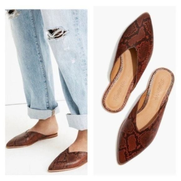 Madewell Shoes - Madewell Leather Snake Print Boho Neutral Emilia Contemporary Mule